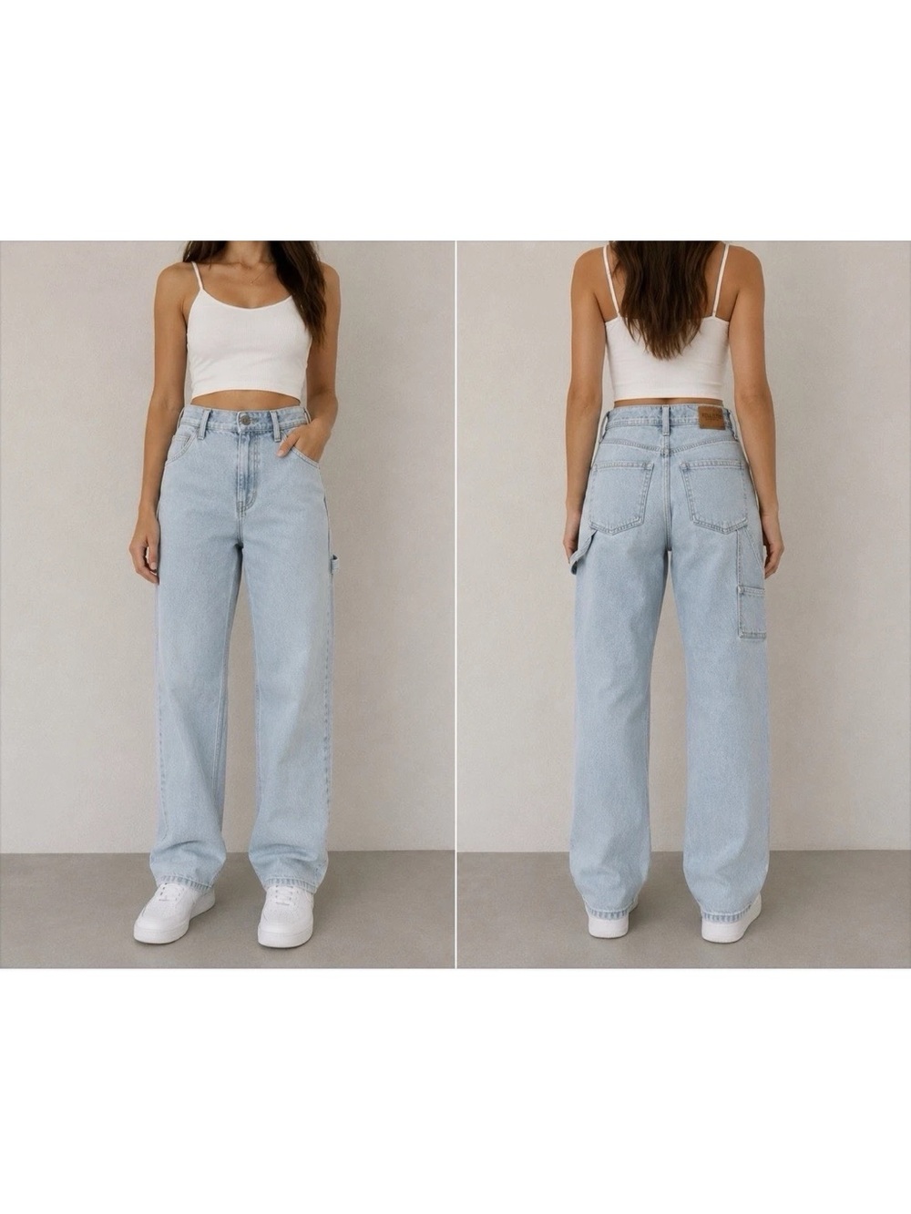 Hollister Ultra High Rise Dad Jeans Womens 1R 25x30 Baggy Light Blue Carpenter